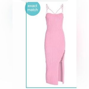NICHOLAS Pink Ribbed Midi Dress